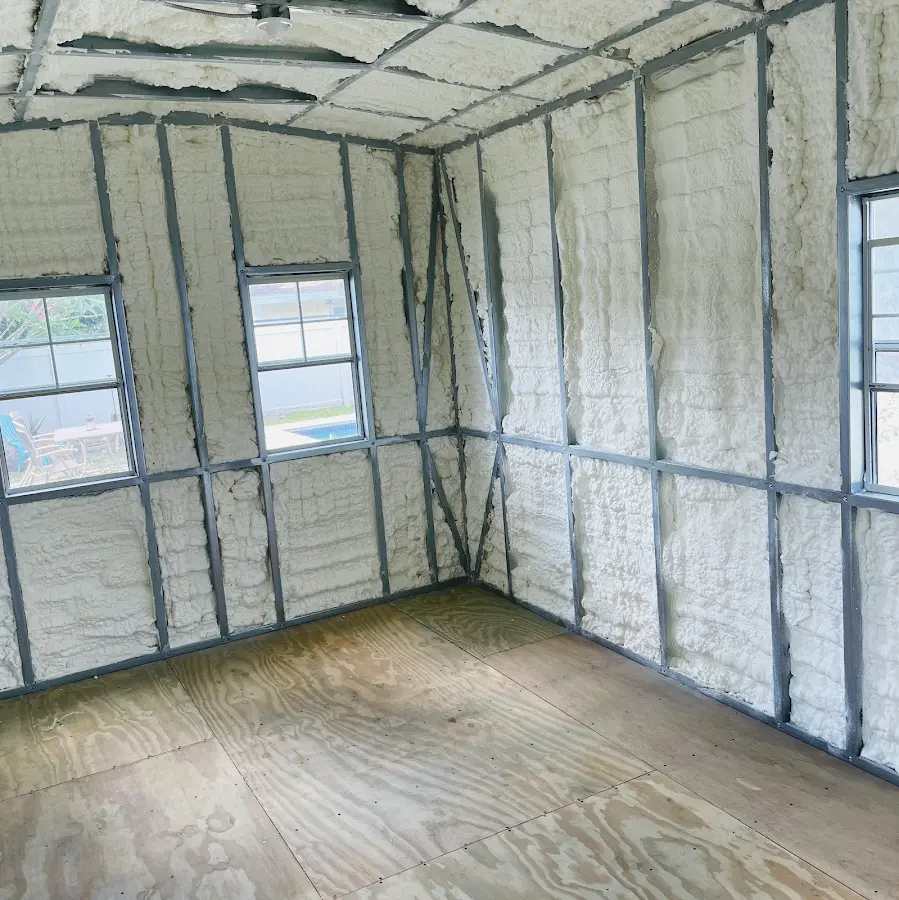 Closed-cell spray foam insulation applied to wall cavities in a residential project in Sausalito